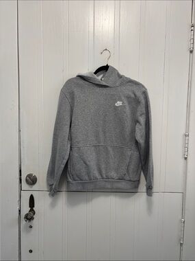 Nike Gray Pullover Hoodie with White Swoosh - Boys